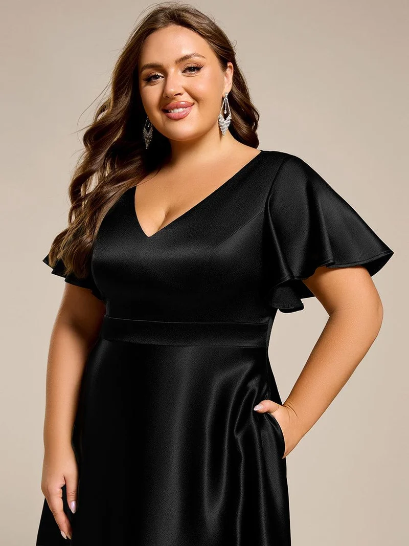 ever SCARLEN|Robe d'invitée mi-longue en satin à ourlet haut-bas