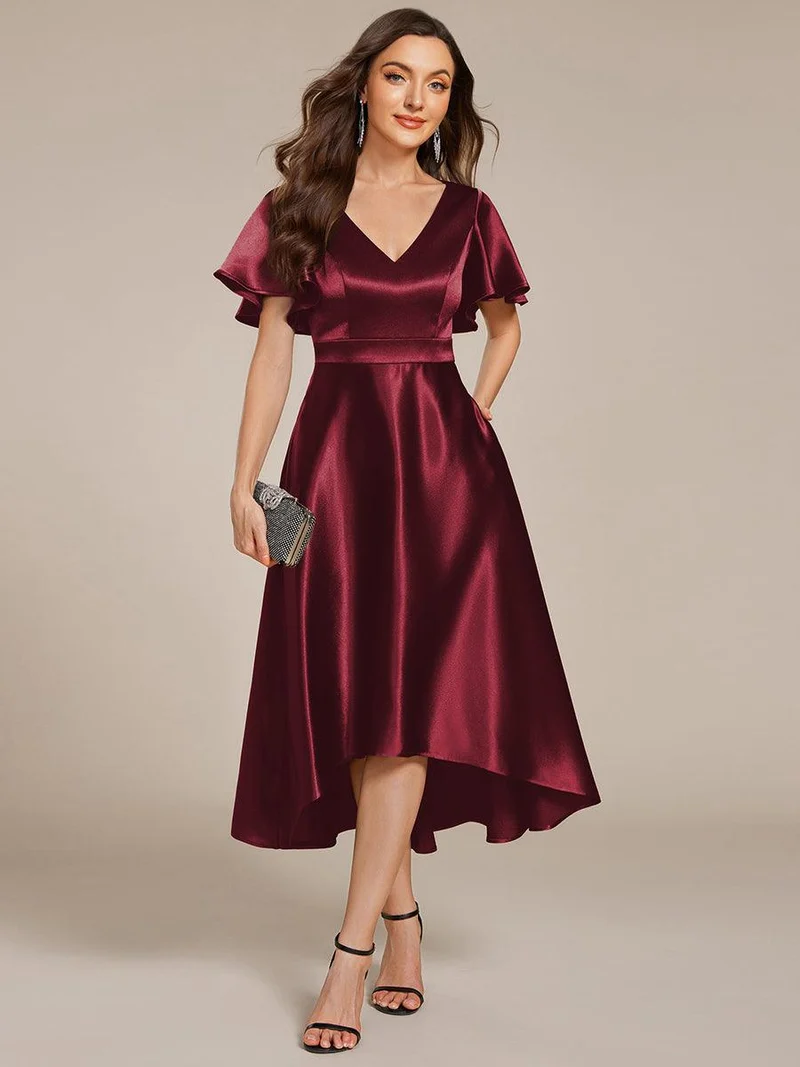 ever SCARLEN|Robe d'invitée mi-longue en satin à ourlet haut-bas