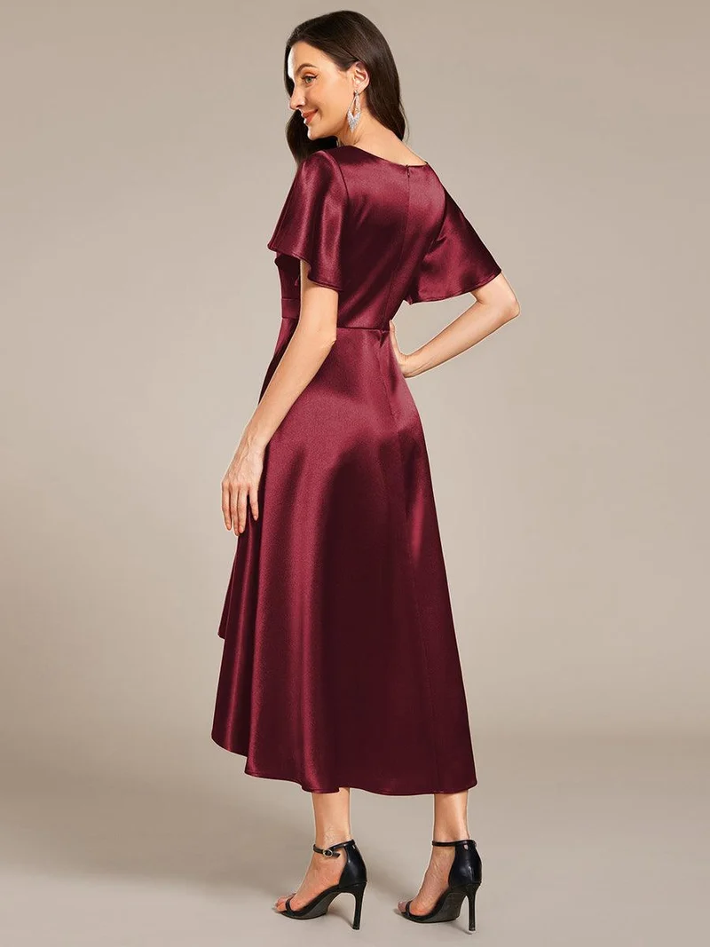 ever SCARLEN|Robe d'invitée mi-longue en satin à ourlet haut-bas