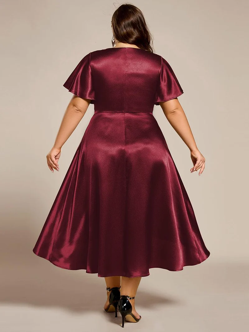 ever SCARLEN|Robe d'invitée mi-longue en satin à ourlet haut-bas