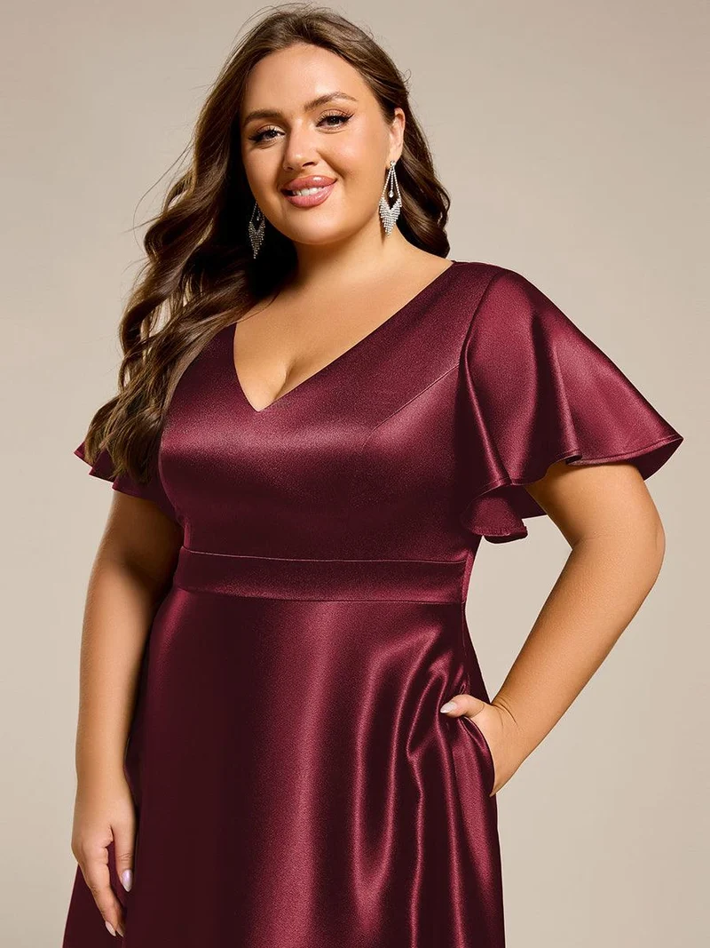 ever SCARLEN|Robe d'invitée mi-longue en satin à ourlet haut-bas