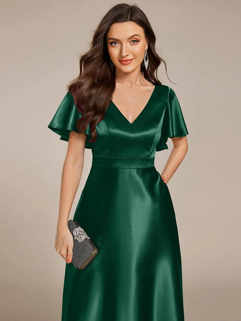 ever SCARLEN|Robe d'invitée mi-longue en satin à ourlet haut-bas