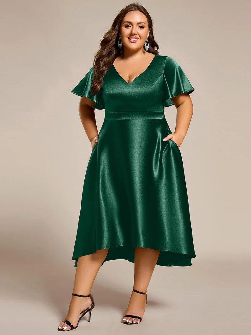 ever SCARLEN|Robe d'invitée mi-longue en satin à ourlet haut-bas
