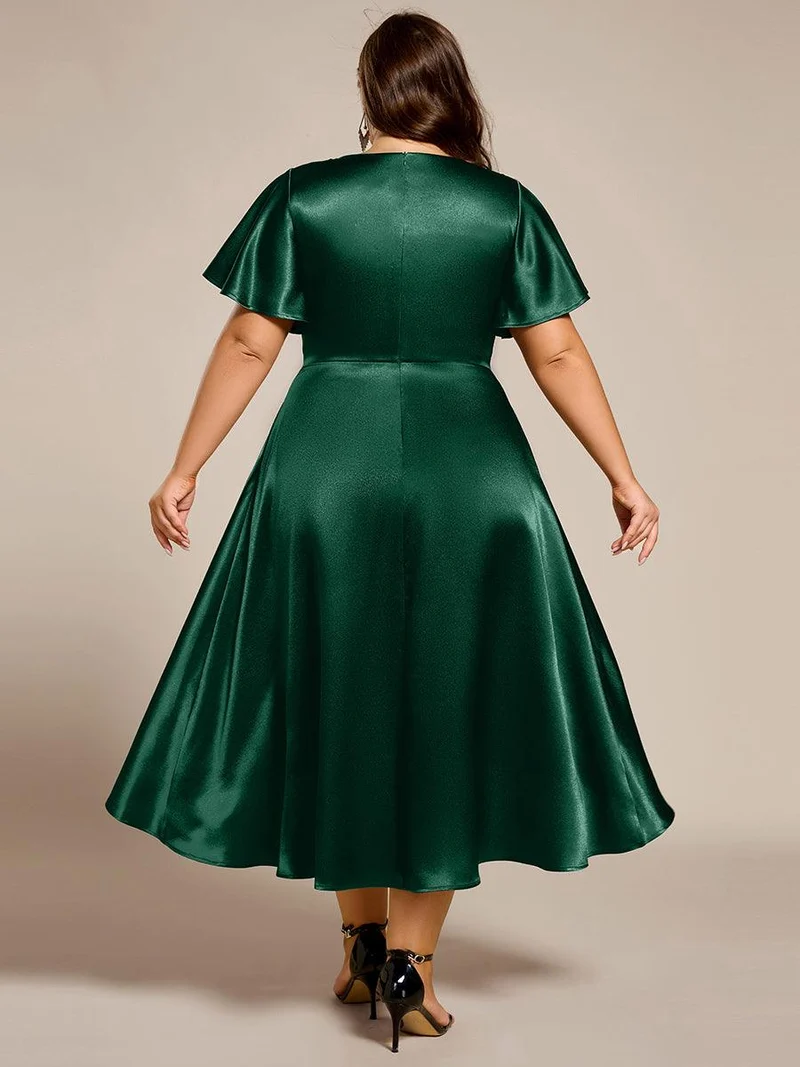 ever SCARLEN|Robe d'invitée mi-longue en satin à ourlet haut-bas