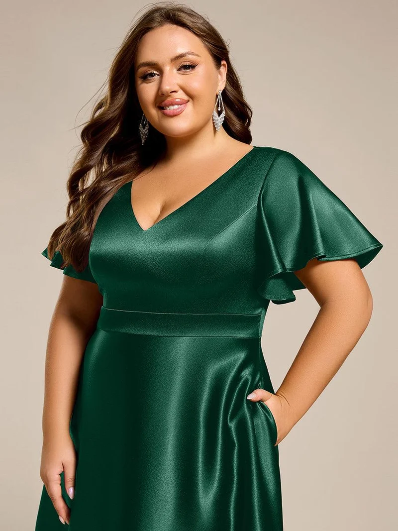 ever SCARLEN|Robe d'invitée mi-longue en satin à ourlet haut-bas