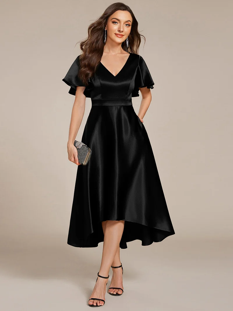 ever SCARLEN|Robe d'invitée mi-longue en satin à ourlet haut-bas