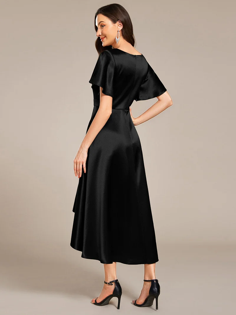 ever SCARLEN|Robe d'invitée mi-longue en satin à ourlet haut-bas