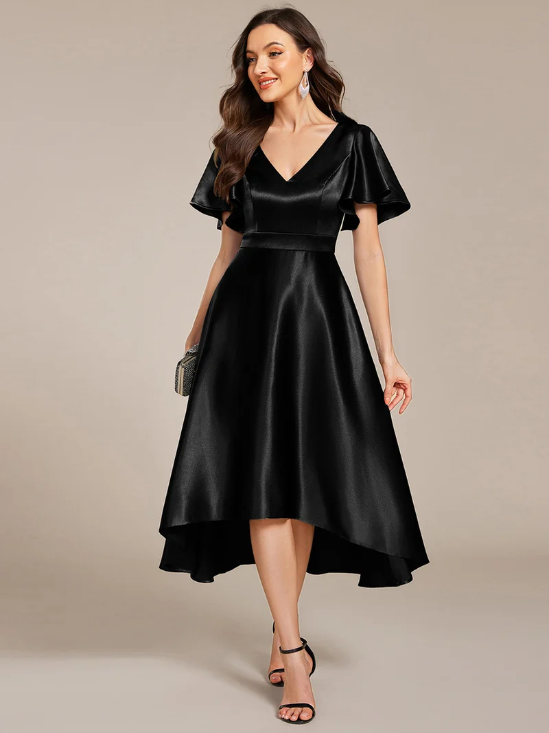 ever SCARLEN|Robe d'invitée mi-longue en satin à ourlet haut-bas