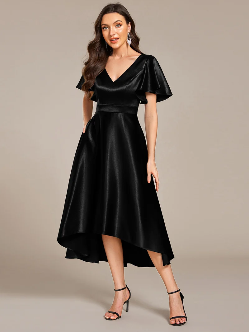 ever SCARLEN|Robe d'invitée mi-longue en satin à ourlet haut-bas