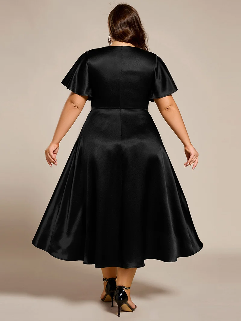 ever SCARLEN|Robe d'invitée mi-longue en satin à ourlet haut-bas