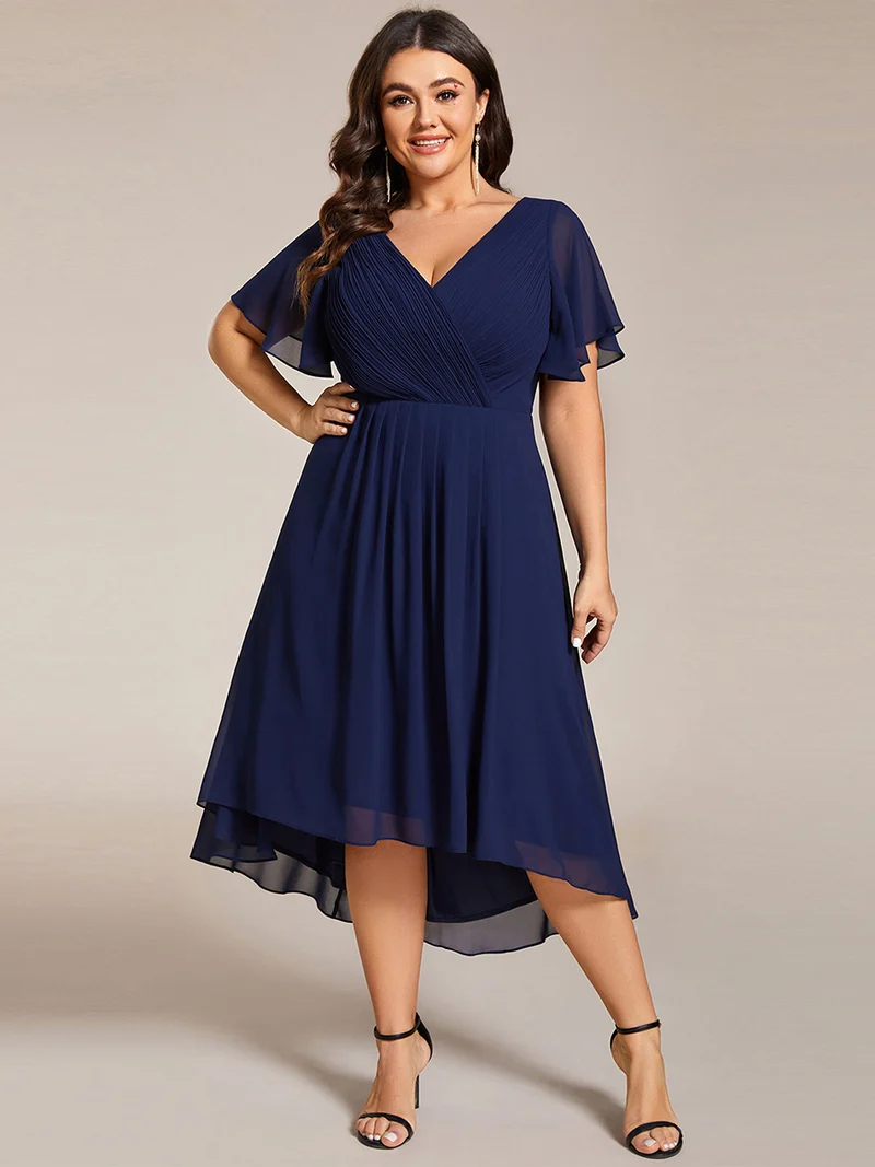 ever FAYE|Robe midi de demoiselle d'honneur en mousseline à ourlet haut et bas