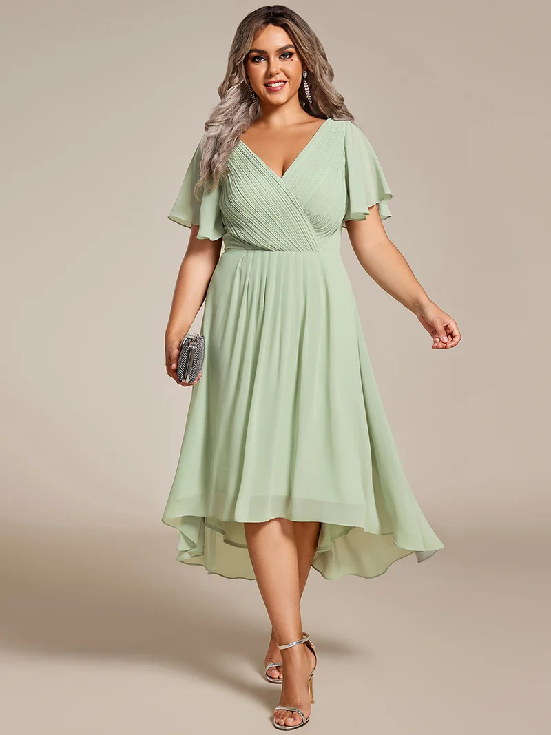 ever FAYE|Robe midi de demoiselle d'honneur en mousseline à ourlet haut et bas