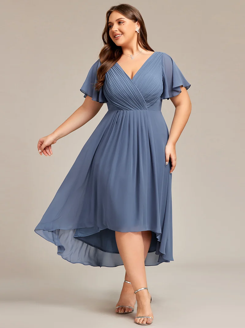 ever FAYE|Robe midi de demoiselle d'honneur en mousseline à ourlet haut et bas