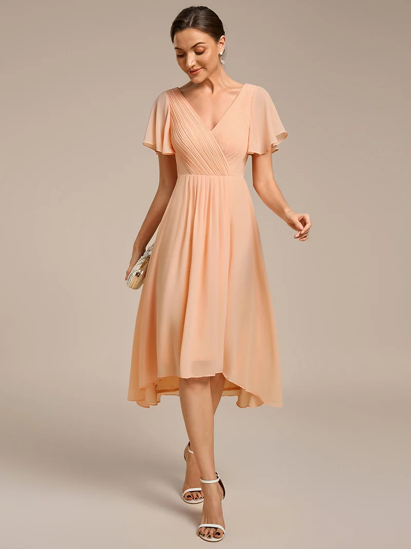 ever FAYE|Robe midi de demoiselle d'honneur en mousseline à ourlet haut et bas