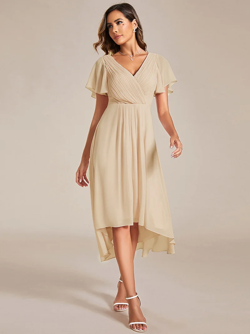 ever FAYE|Robe midi de demoiselle d'honneur en mousseline à ourlet haut et bas