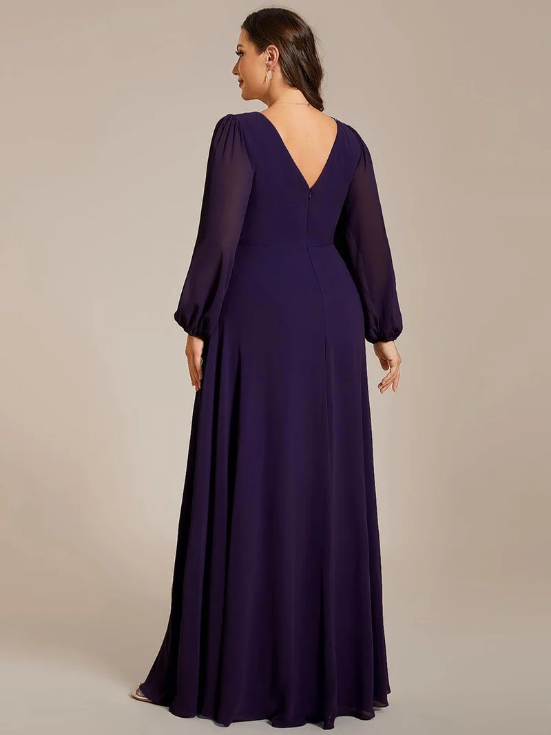 ever ESMÉE|Robe de mère de la mariée en mousseline plissée à col en V et ceinture brillante