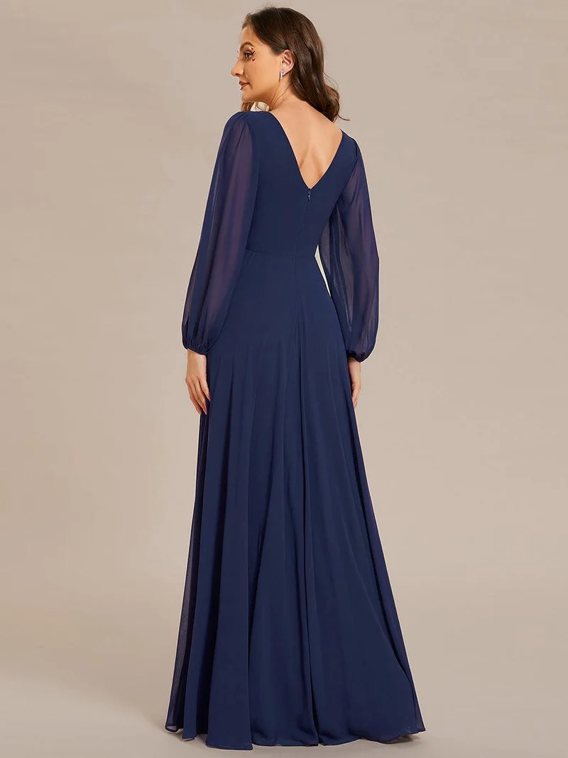 ever ESMÉE|Robe de mère de la mariée en mousseline plissée à col en V et ceinture brillante