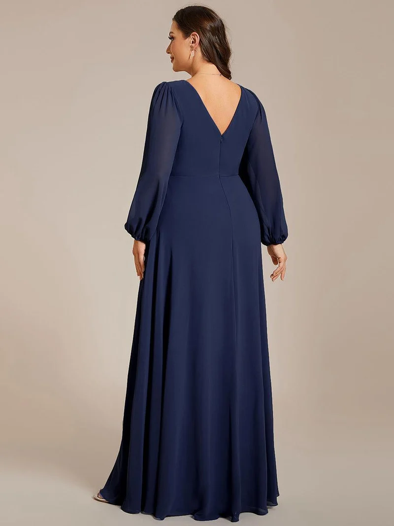 ever ESMÉE|Robe de mère de la mariée en mousseline plissée à col en V et ceinture brillante
