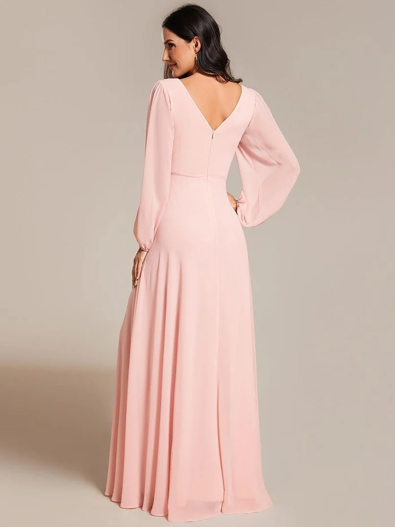 ever ESMÉE|Robe de mère de la mariée en mousseline plissée à col en V et ceinture brillante