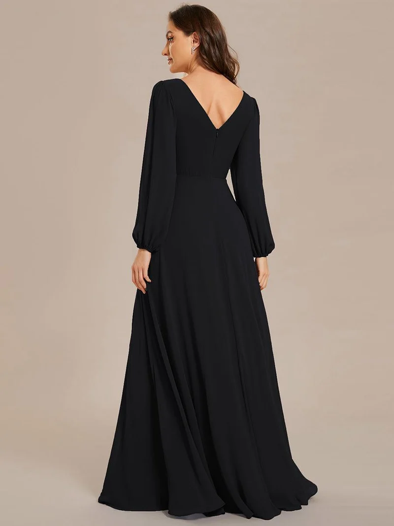 ever ESMÉE|Robe de mère de la mariée en mousseline plissée à col en V et ceinture brillante