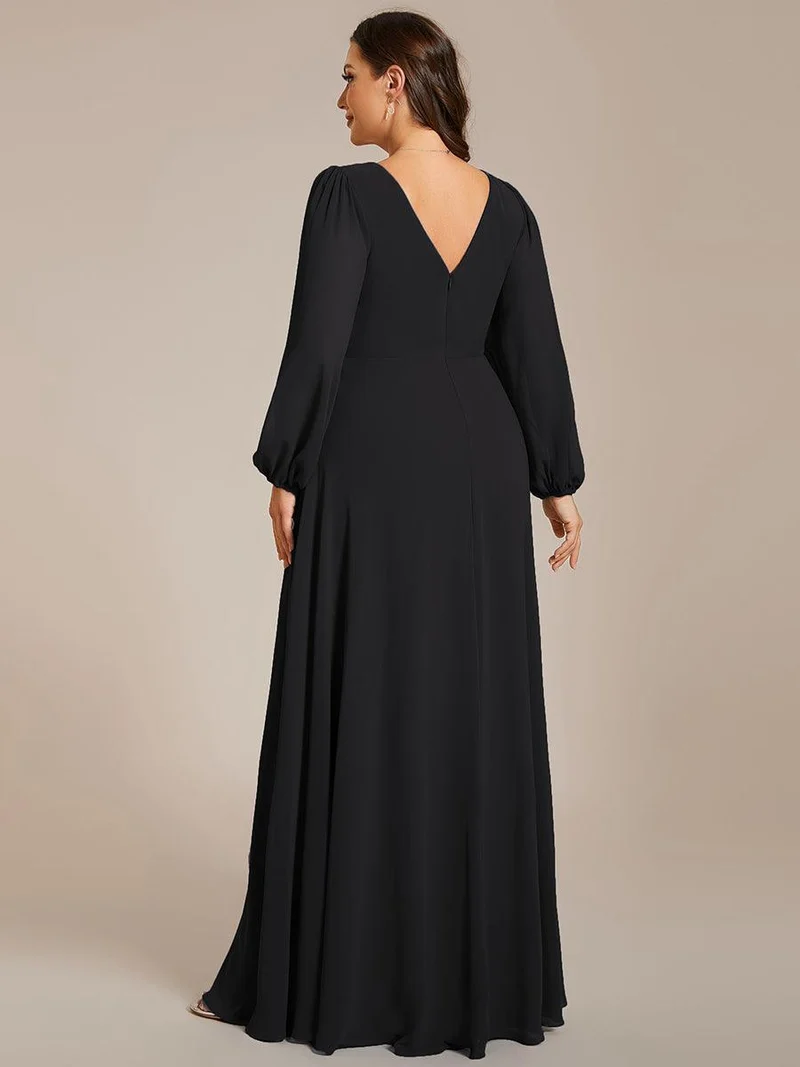 ever ESMÉE|Robe de mère de la mariée en mousseline plissée à col en V et ceinture brillante
