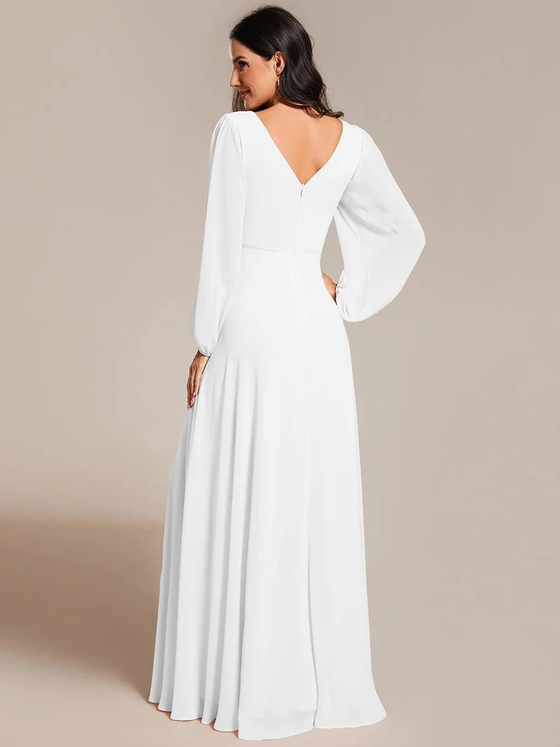 ever ESMÉE|Robe de mère de la mariée en mousseline plissée à col en V et ceinture brillante