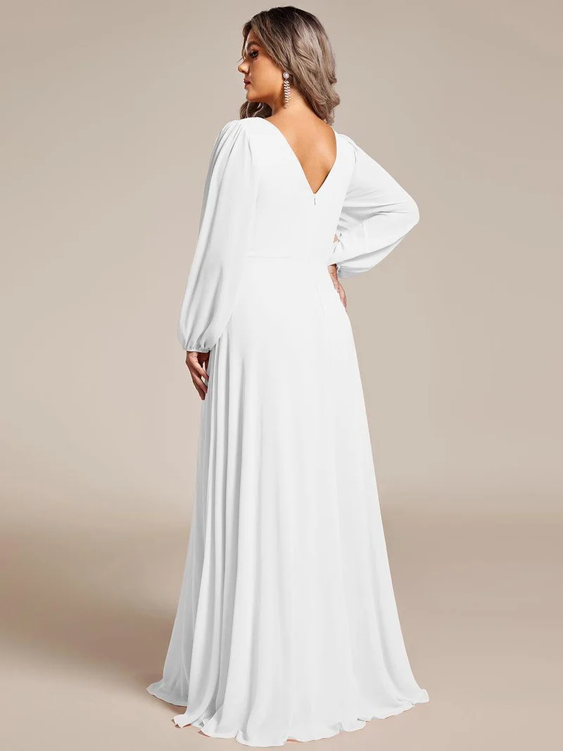 ever ESMÉE|Robe de mère de la mariée en mousseline plissée à col en V et ceinture brillante