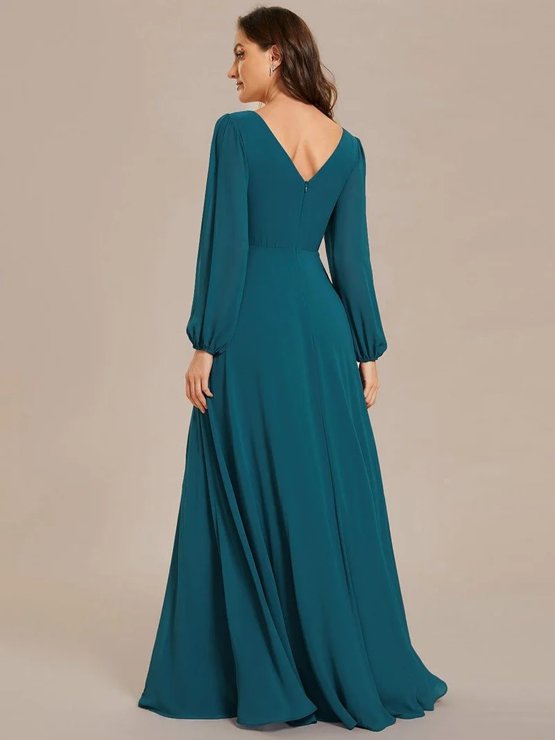 ever ESMÉE|Robe de mère de la mariée en mousseline plissée à col en V et ceinture brillante