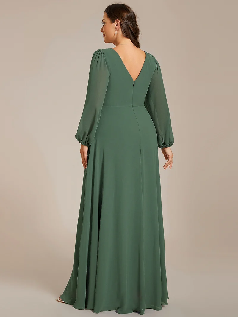 ever ESMÉE|Robe de mère de la mariée en mousseline plissée à col en V et ceinture brillante