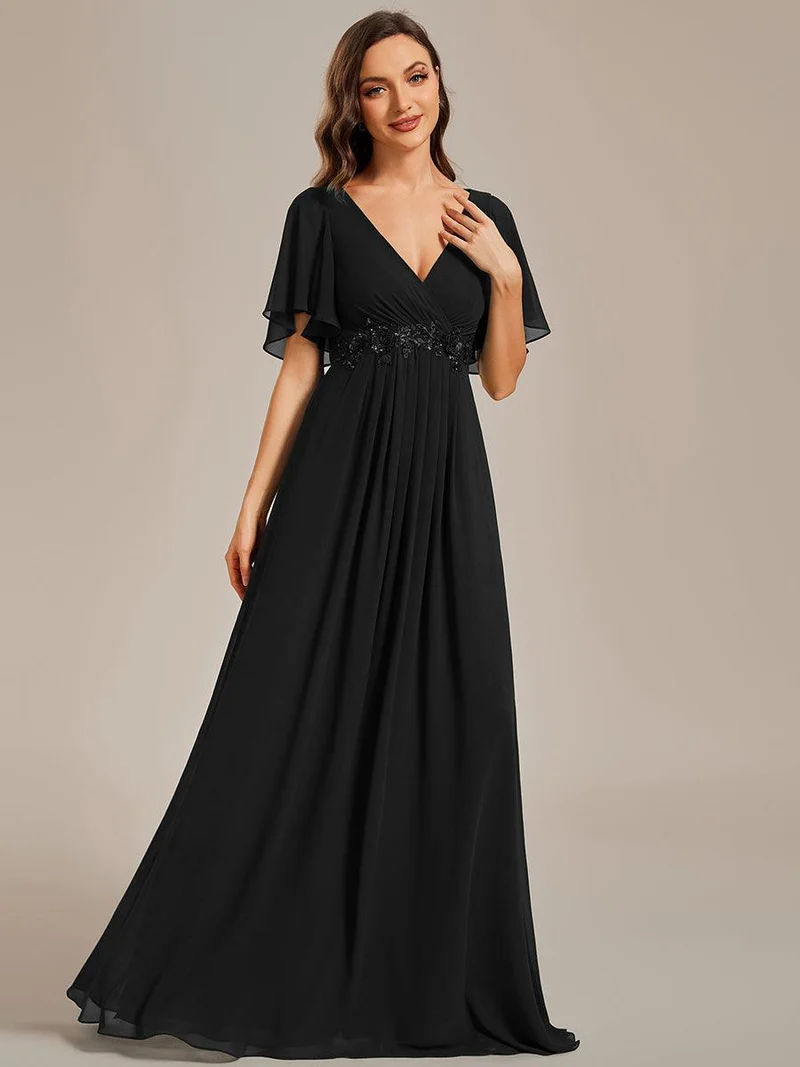 ever IVYROSE|Robe de soirée de mariage élégante en mousseline de soie