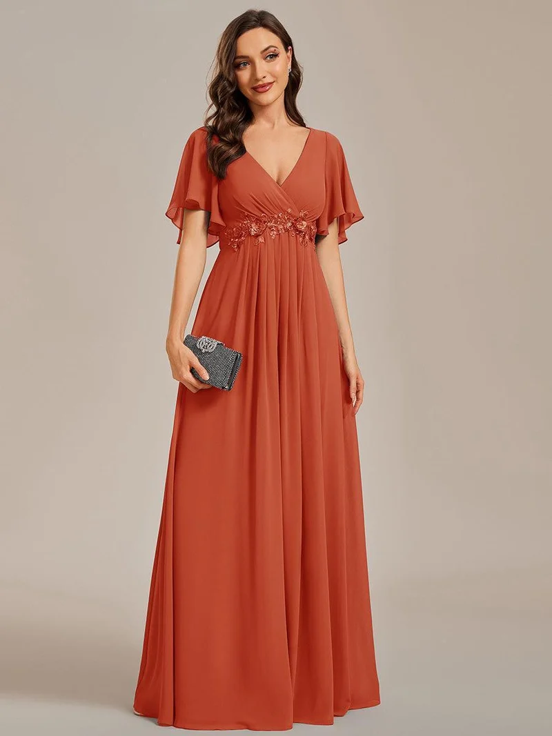 ever IVYROSE|Robe de soirée de mariage élégante en mousseline de soie
