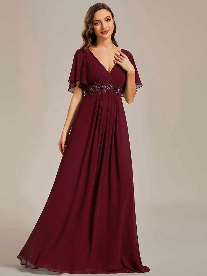 ever IVYROSE|Robe de soirée de mariage élégante en mousseline de soie