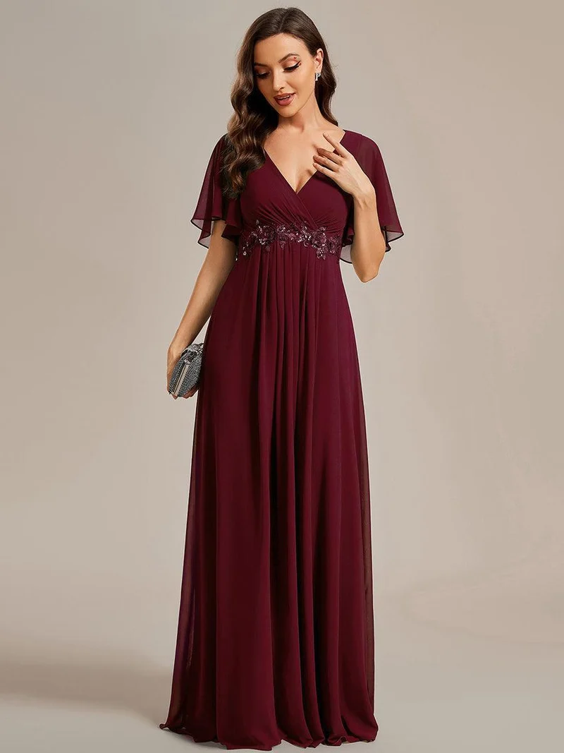 ever IVYROSE|Robe de soirée de mariage élégante en mousseline de soie