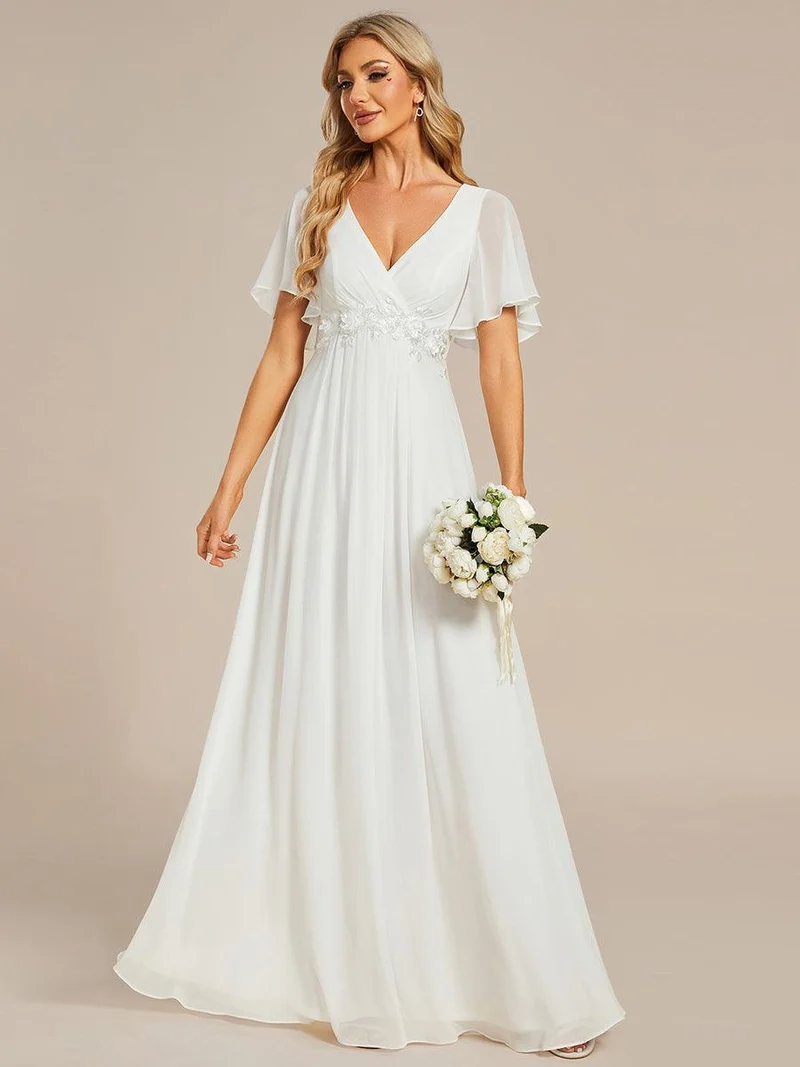 ever IVYROSE|Robe de soirée de mariage élégante en mousseline de soie
