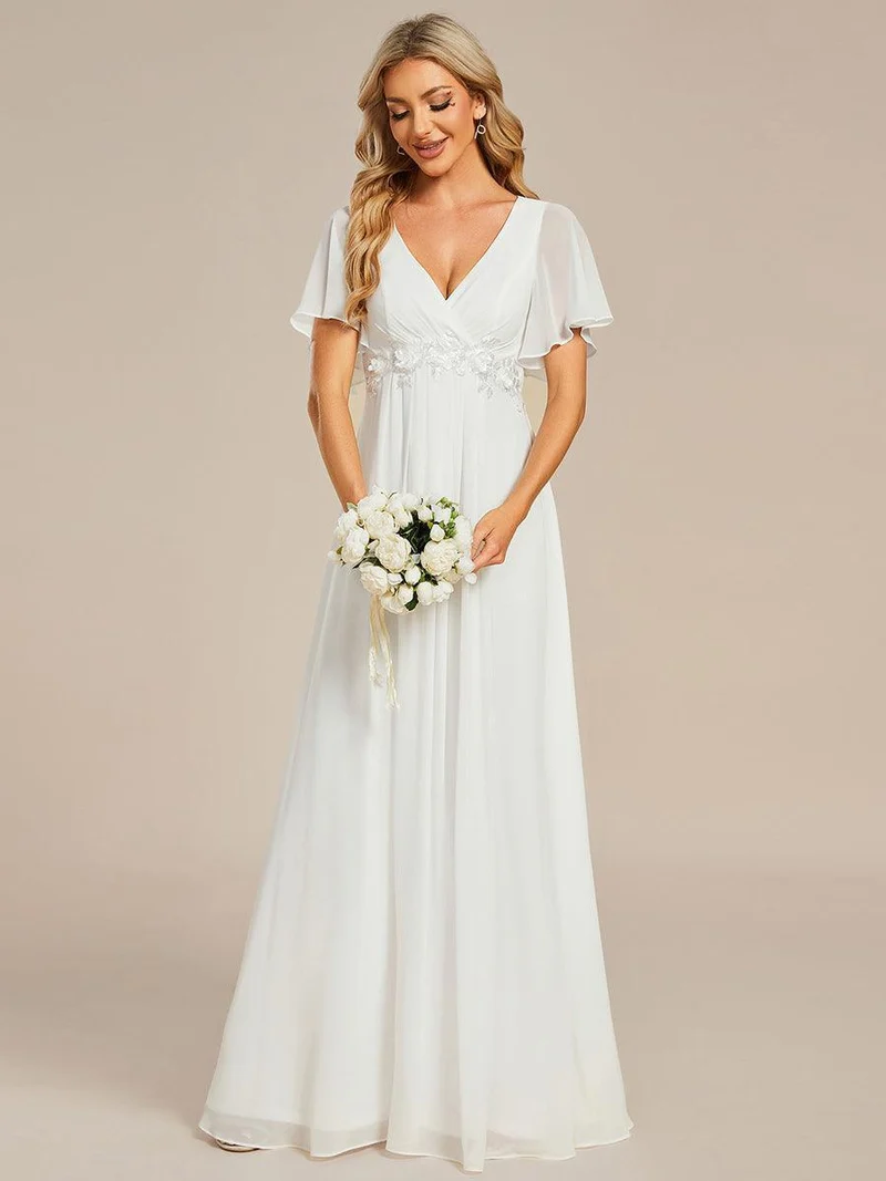 ever IVYROSE|Robe de soirée de mariage élégante en mousseline de soie