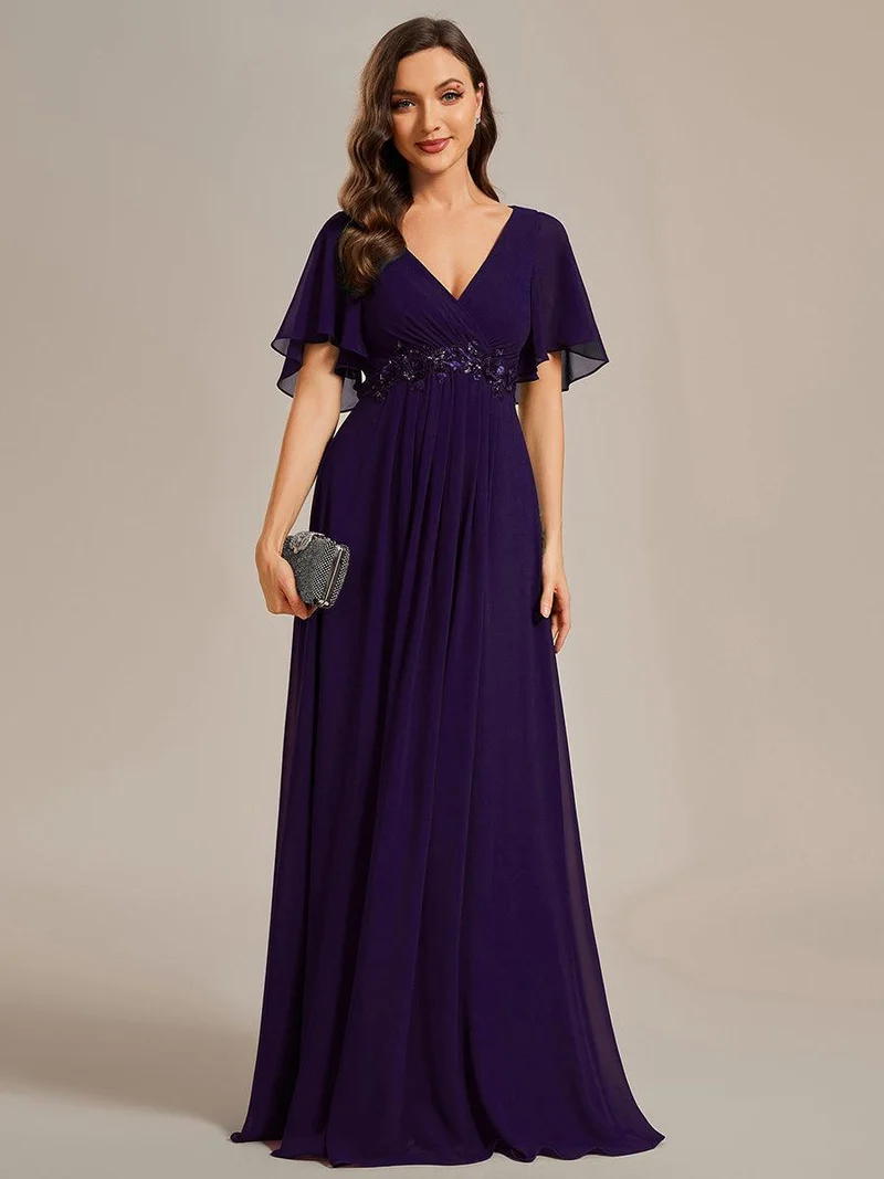 ever IVYROSE|Robe de soirée de mariage élégante en mousseline de soie