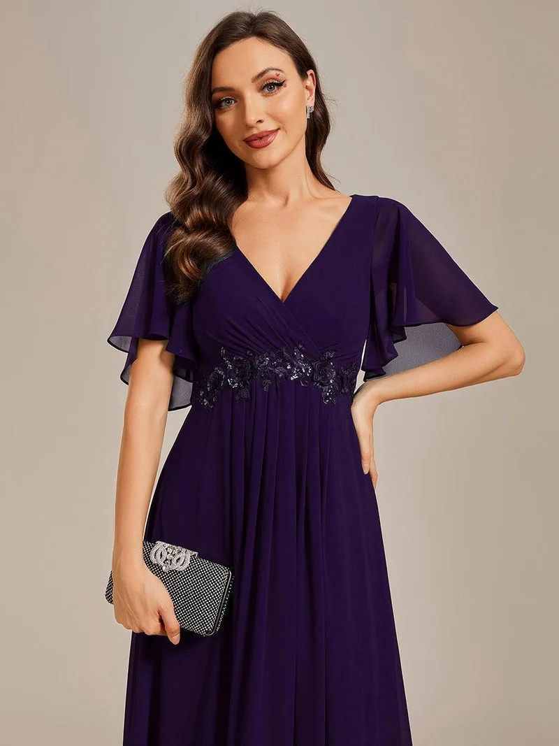 ever IVYROSE|Robe de soirée de mariage élégante en mousseline de soie