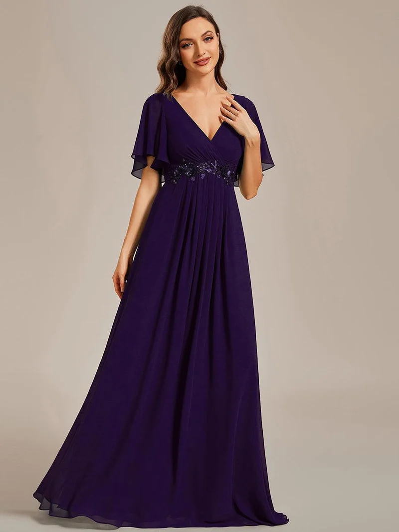 ever IVYROSE|Robe de soirée de mariage élégante en mousseline de soie