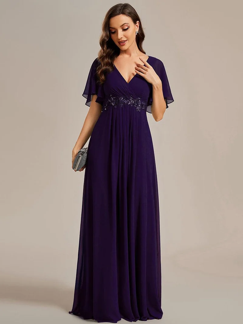 ever IVYROSE|Robe de soirée de mariage élégante en mousseline de soie
