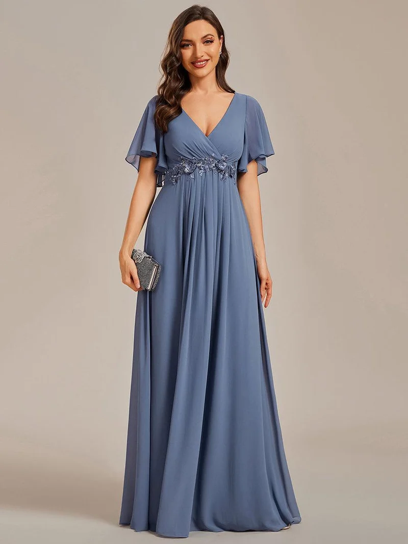ever IVYROSE|Robe de soirée de mariage élégante en mousseline de soie