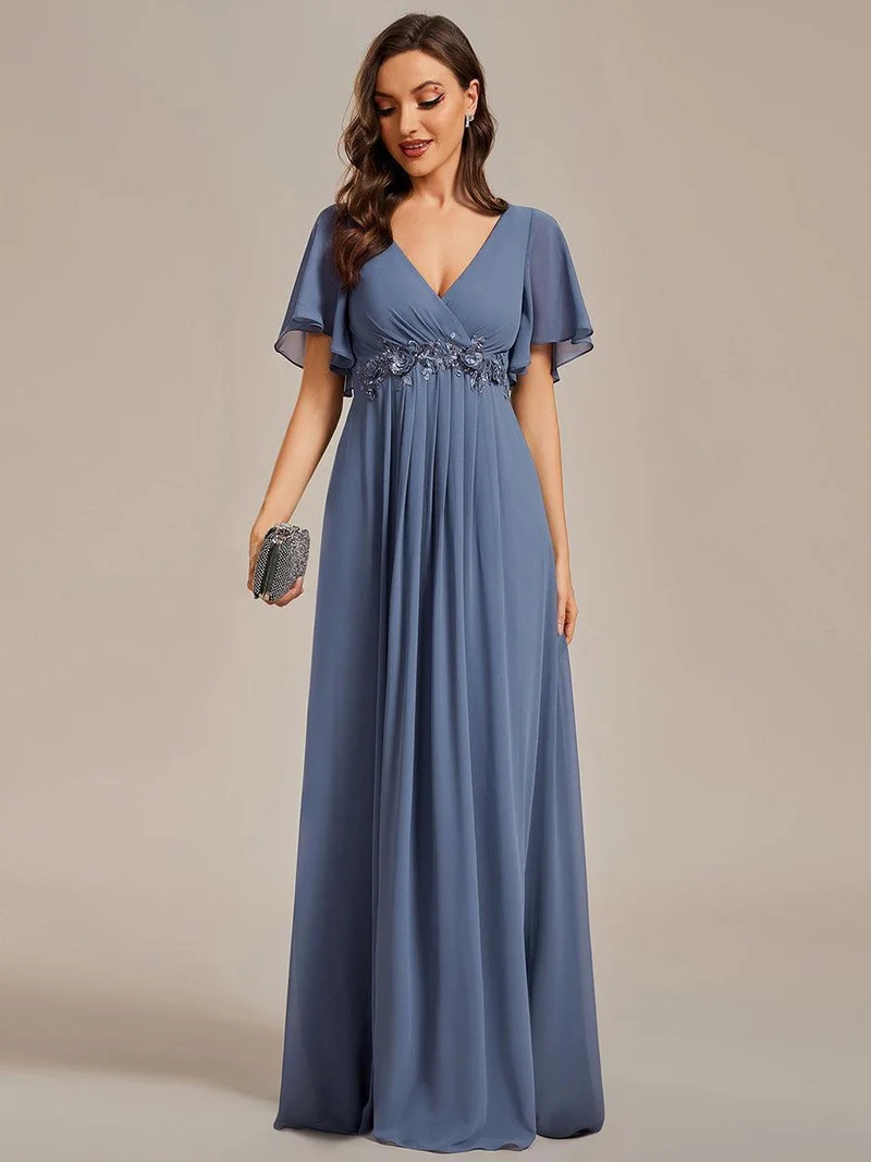 ever IVYROSE|Robe de soirée de mariage élégante en mousseline de soie