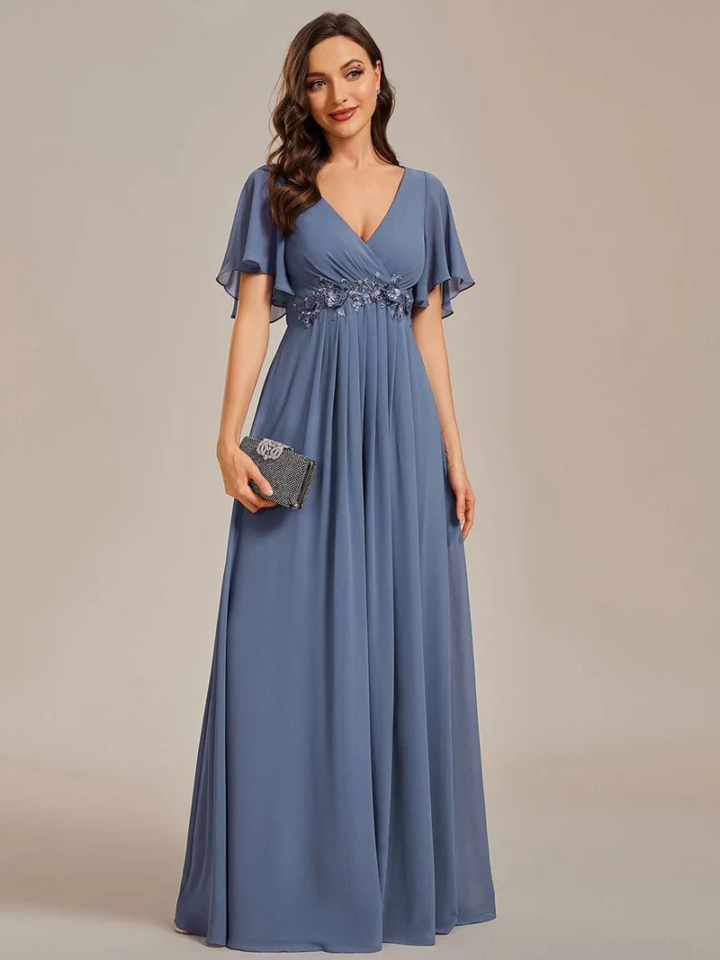 ever IVYROSE|Robe de soirée de mariage élégante en mousseline de soie