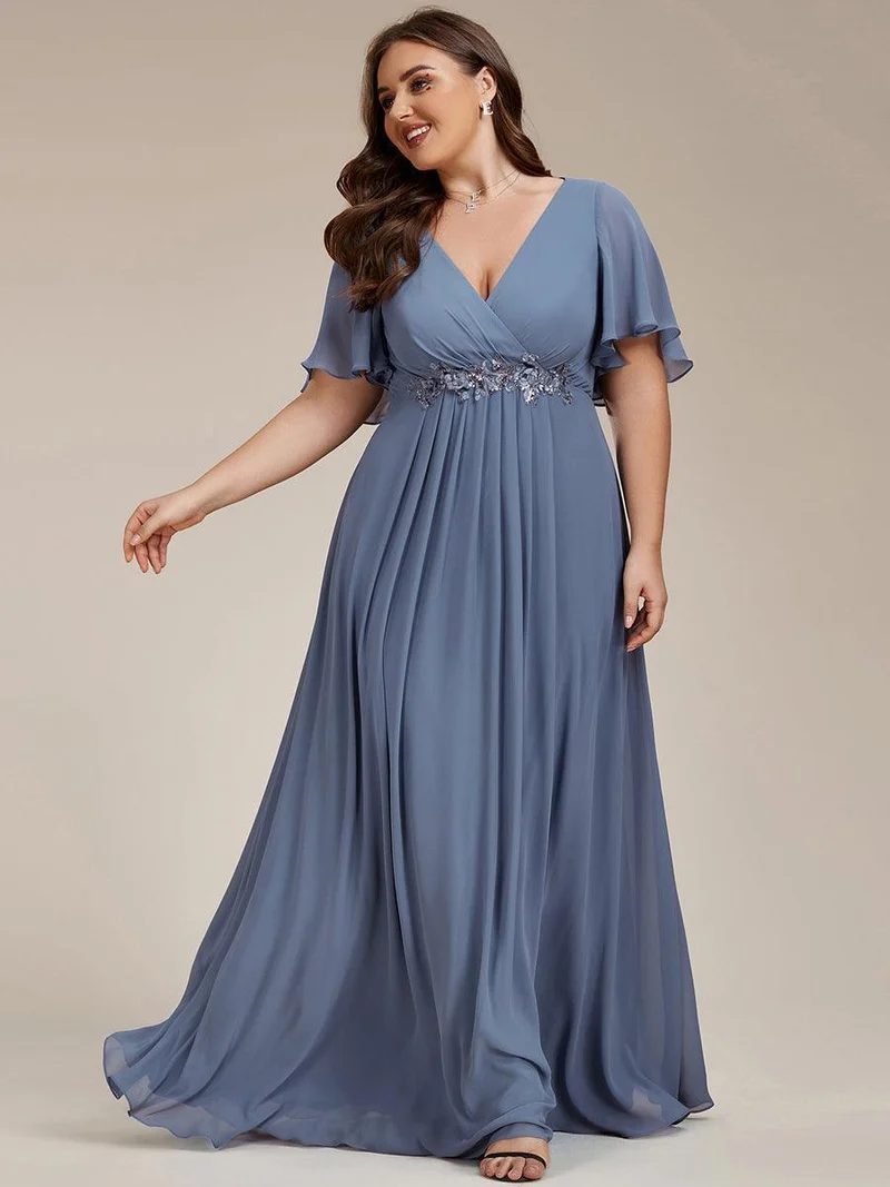 ever IVYROSE|Robe de soirée de mariage élégante en mousseline de soie