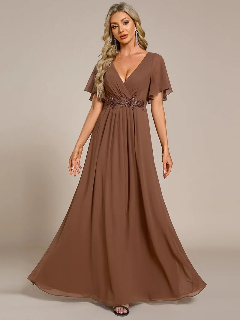 ever IVYROSE|Robe de soirée de mariage élégante en mousseline de soie