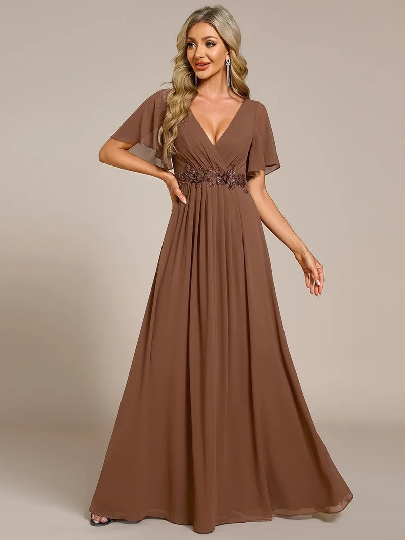 ever IVYROSE|Robe de soirée de mariage élégante en mousseline de soie