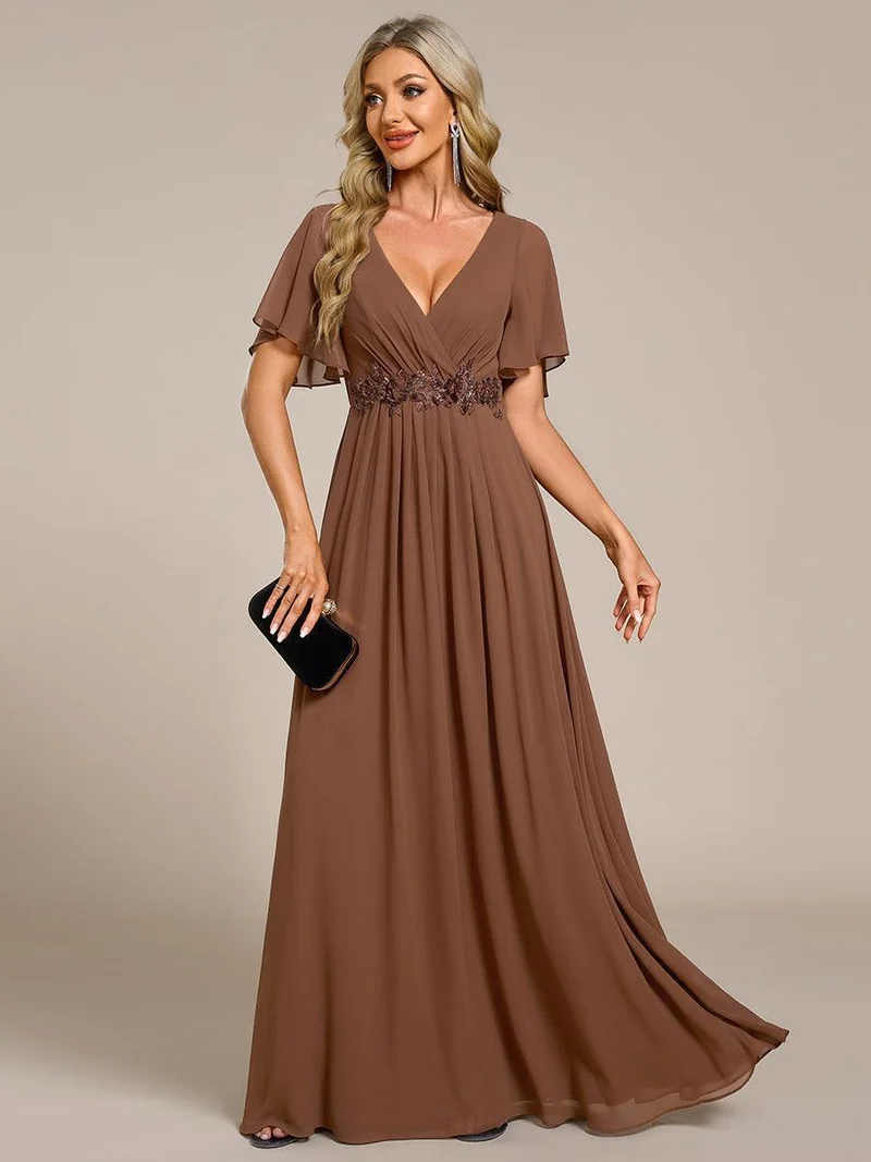 ever IVYROSE|Robe de soirée de mariage élégante en mousseline de soie