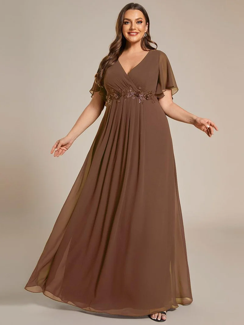 ever IVYROSE|Robe de soirée de mariage élégante en mousseline de soie