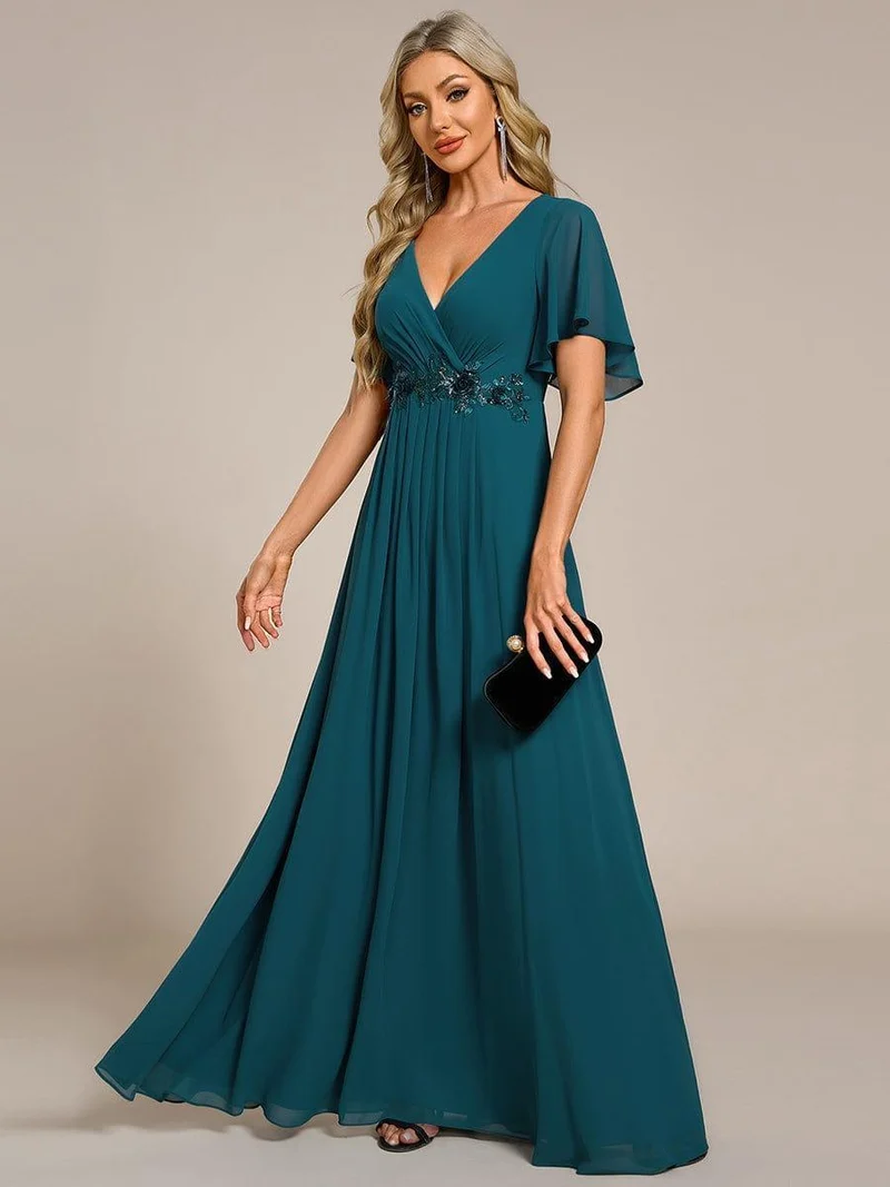 ever IVYROSE|Robe de soirée de mariage élégante en mousseline de soie