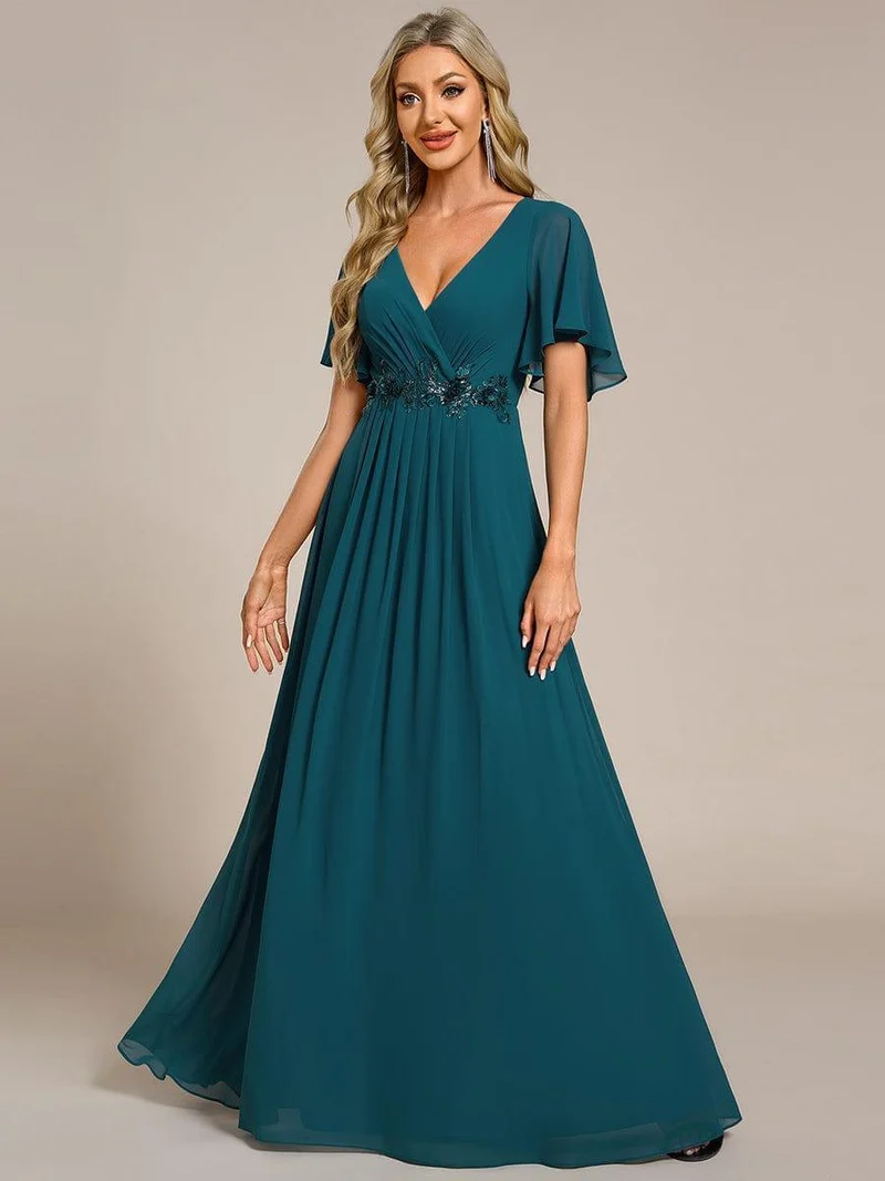 ever IVYROSE|Robe de soirée de mariage élégante en mousseline de soie