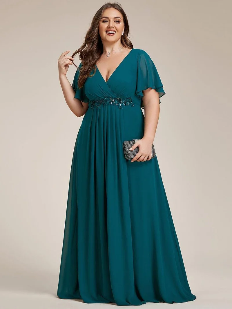 ever IVYROSE|Robe de soirée de mariage élégante en mousseline de soie